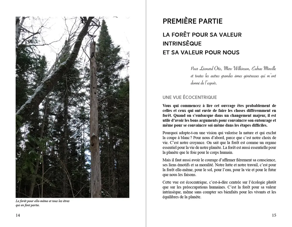 Page du livre L'écoforesterie de Bob Eichenberger